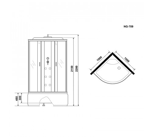 Душевая кабина Niagara Ultra 100x100 NG-709-01 с гидромассажем