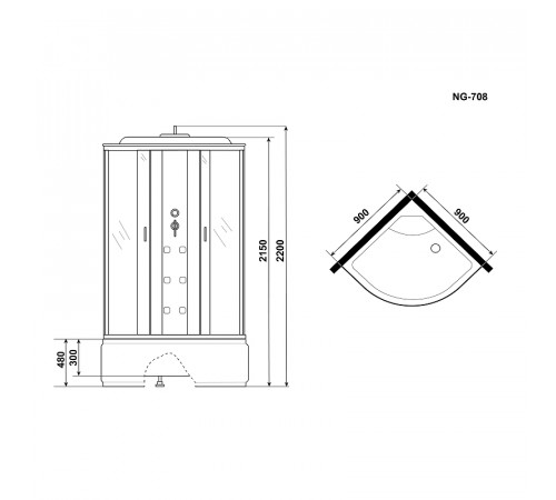 Душевая кабина Niagara Ultra 90x90 NG-708-01 с гидромассажем