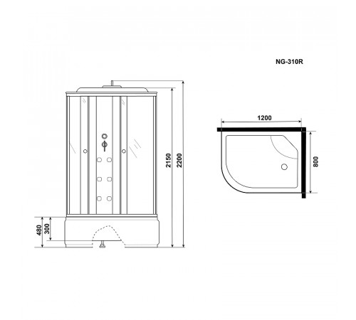 Душевая кабина Niagara Ultra 120x80 R NG-310-01R с гидромассажем