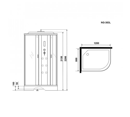 Душевая кабина Niagara Ultra 120x80 L NG-303-01L с гидромассажем