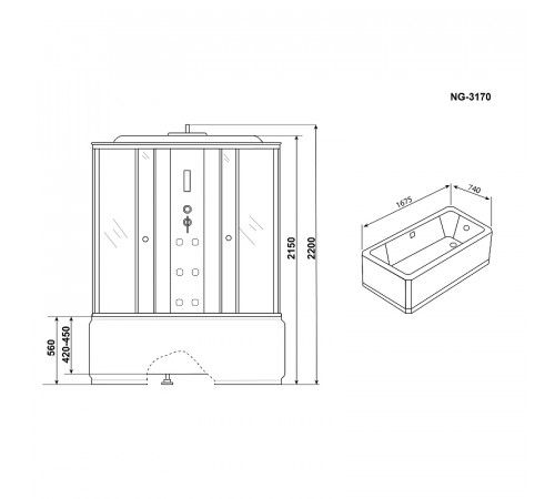 Душевая кабина Niagara Ultra 170x75 NG-3170-01 с гидромассажем