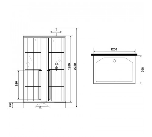 Душевая кабина Niagara Standart 120x80 R ST120/80/15QR/KL/BKT без гидромассажа