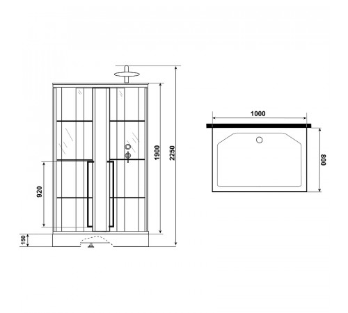 Душевая кабина Niagara Standart 100x80 R ST100/80/15QR/KL/BKT без гидромассажа