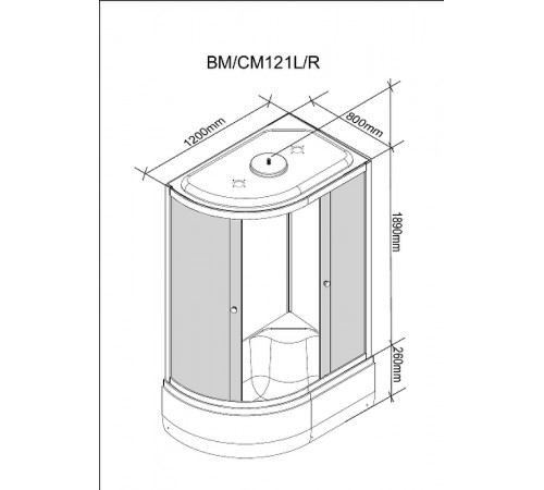 Душевая кабина Parly Classic CM121R 120х80 7861 без гидромассажа