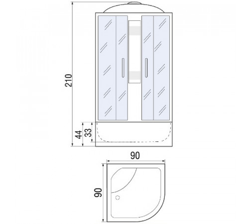 Душевая кабина River Nara Light 90х90 MT 10000003575 с поддоном