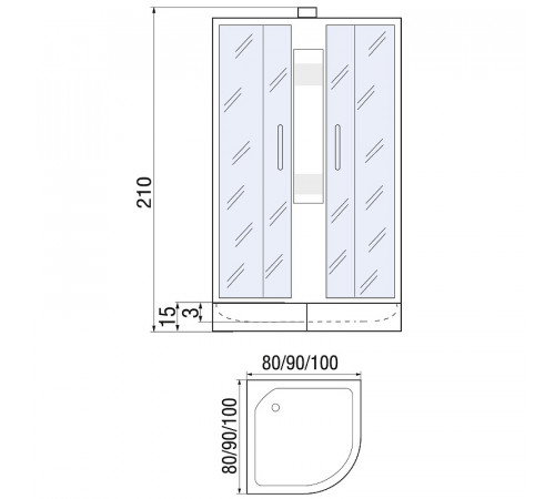 Душевая кабина River Nara Light 80x80 МТ Б/К 10000001669 с поддоном