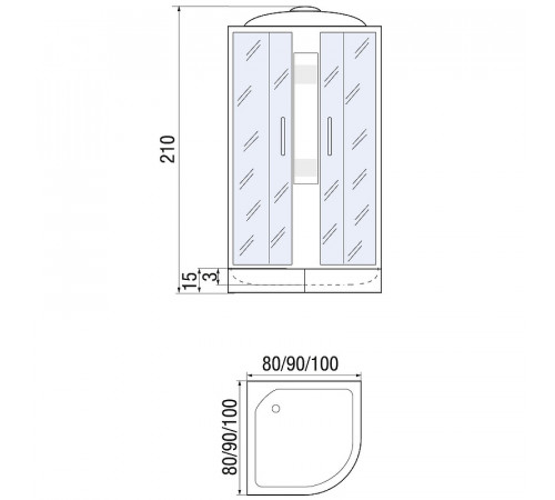 Душевая кабина River Nara Light 80x80 МТ 10000001686 с поддоном