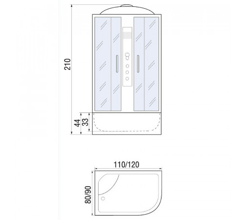 Душевая кабина River Dunay 120x80 МТ L 10000001443 с поддоном