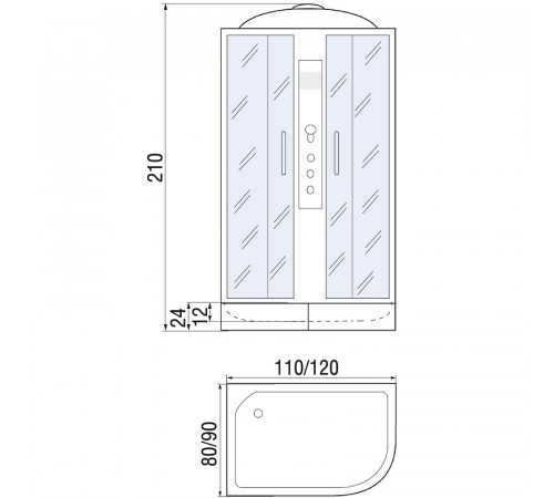 Душевая кабина River Dunay 110x80 MT L 10000001093 с поддоном