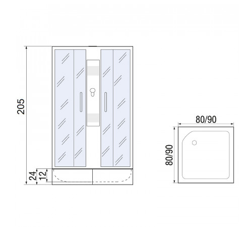 Душевая кабина River Quadro 80x80 МТ Б/К 10000002241 с поддоном