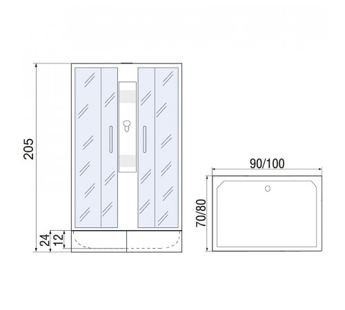 Душевая кабина River Quadro 90x70 МТ Б/К 10000002984 с поддоном