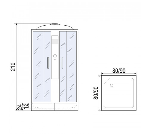 Душевая кабина River Quadro 80x80 МТ 10000000765 с поддоном