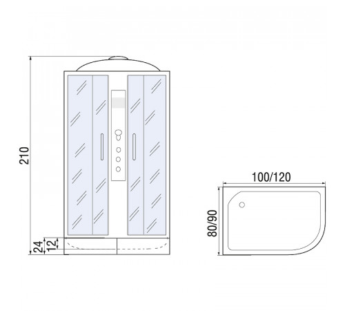 Душевая кабина River Desna 100x80 МТ L 10000002556 с поддоном