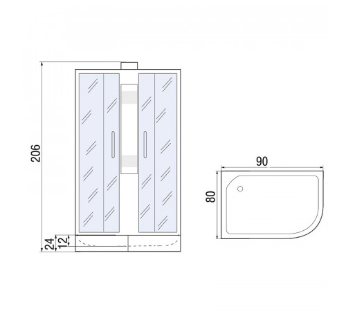 Душевая кабина River Nara 90x80 МТ R Б/К 10000008782 без гидромассажа