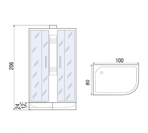 Душевая кабина River Nara 100x80 МТ L Б/К 10000008786 без гидромассажа