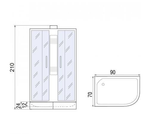 Душевая кабина River Nara 90x70 МТ R 10000008789 без гидромассажа