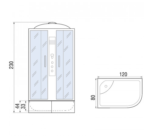 Душевая кабина River Dunay XL 120x80 TH L 10000006183 с гидромассажем