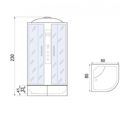 Душевая кабина River Dunay XL 80x80 TH 10000006201 с гидромассажем