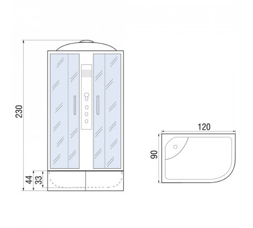 Душевая кабина River Dunay XL 120x90 TH R 10000006162 с гидромассажем