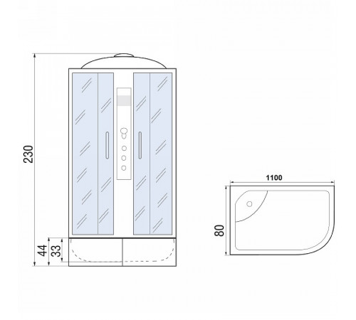 Душевая кабина River Dunay XL 110x80 MT L 10000006192 с гидромассажем