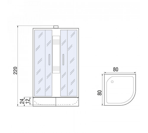 Душевая кабина River Nara Light XL 80x80 МТ Б/К 10000006218 без гидромассажа