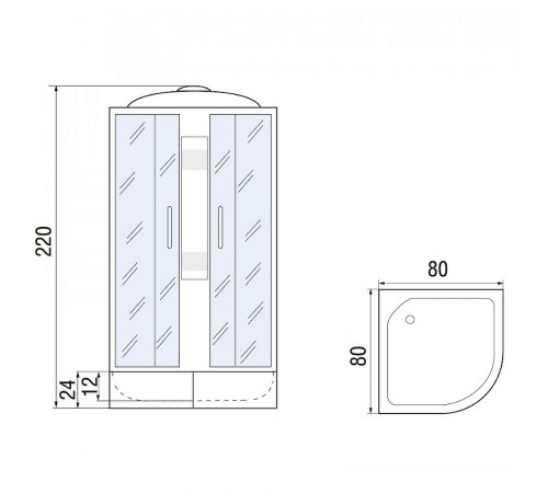 Душевая кабина River Nara Light XL 80x80 МТ 10000006221 без гидромассажа