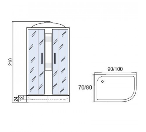 Душевая кабина Мономах 90x70x24 МЗ L 10000005815 без гидромассажа