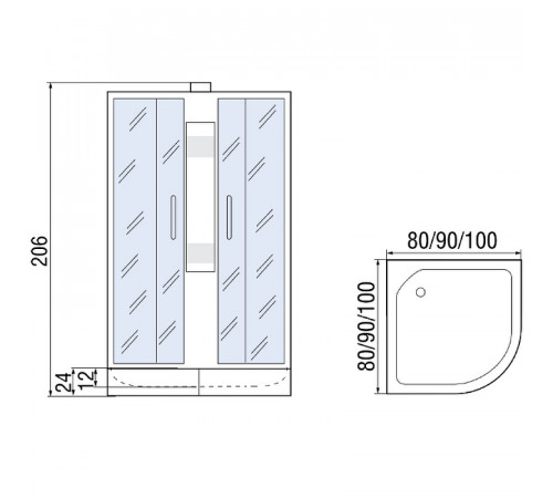 Душевая кабина Мономах Б/К 80x80x24 С МЗ 10000005756 без гидромассажа