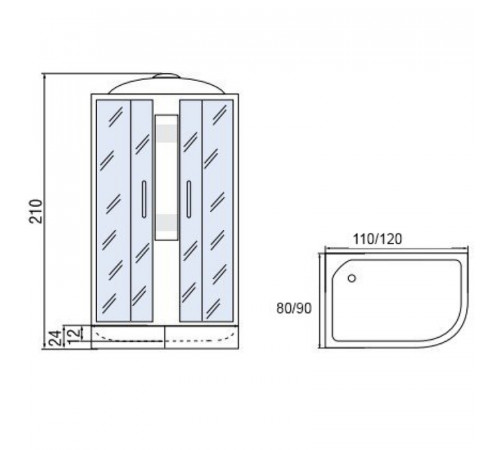 Душевая кабина Мономах 120x80x24 МЗ L 10000005825 без гидромассажа