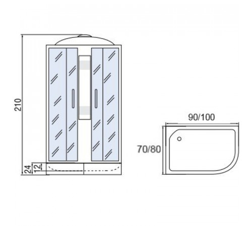 Душевая кабина Мономах 90x80x24 МЗ R 10000005818 без гидромассажа