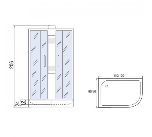 Душевая кабина Мономах Б/К 110x80x24 МЗ R 10000005810 без гидромассажа