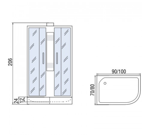 Душевая кабина Мономах Б/К 90x80x24 МЗ L 10000005805 без гидромассажа