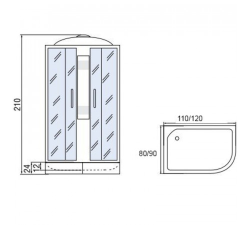 Душевая кабина Мономах 110x80x24 МЗ R 10000005824 без гидромассажа