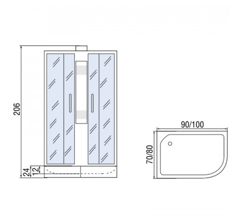 Душевая кабина Мономах Б/К 90x80x24 МЗ R 10000005806 без гидромассажа