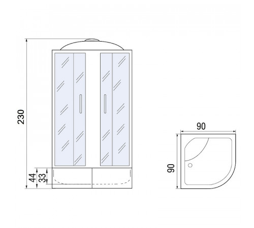 Душевая кабина Мономах XL 90x90x44 С МЗ 10000012114 без гидромассажа