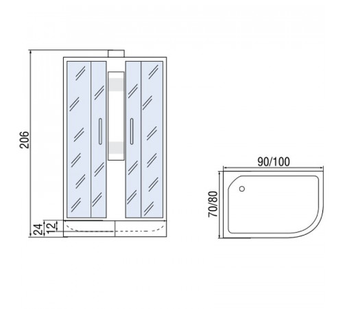 Душевая кабина Мономах Б/К 90x70x24 МЗ R 10000005804 без гидромассажа