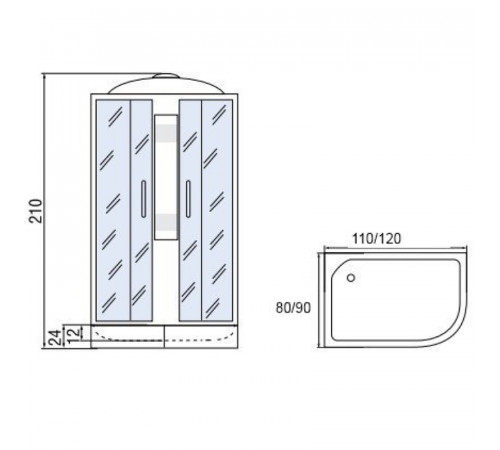 Душевая кабина Мономах 120x90x24 МЗ R 10000005828 без гидромассажа