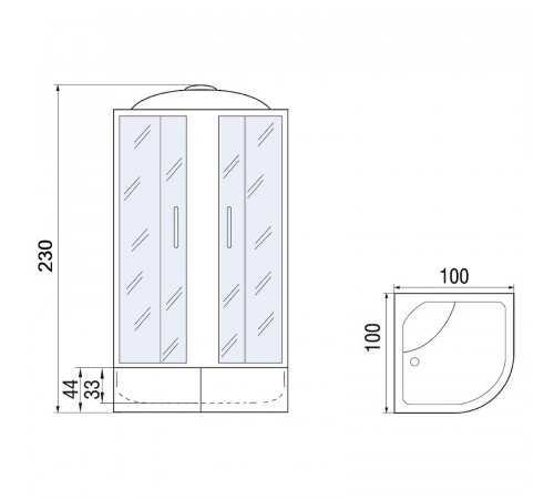 Душевая кабина Мономах XL 100x100x44 С МЗ 10000012115 без гидромассажа