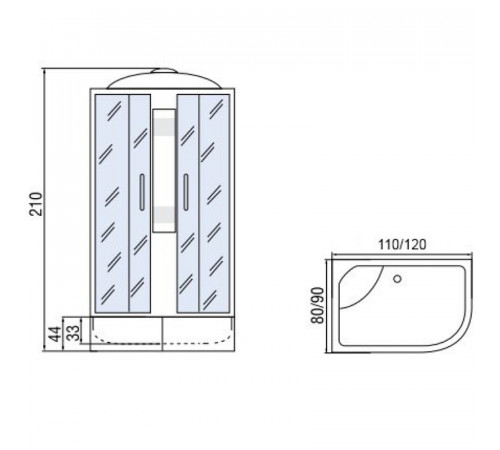 Душевая кабина Мономах 110x80x44 C МЗ R 10000005840 без гидромассажа