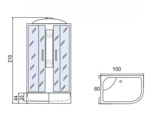 Душевая кабина Мономах 100x80x44 C МЗ R 10000005837 без гидромассажа