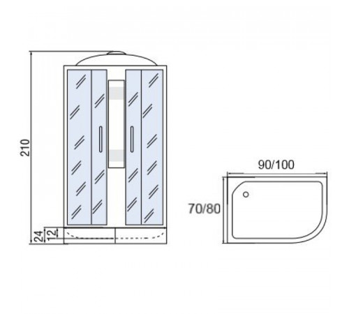 Душевая кабина Мономах 90x80x24 МЗ L 10000005817 без гидромассажа