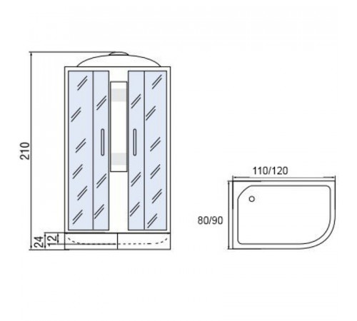 Душевая кабина Мономах 110x80x24 МЗ L 10000005823 без гидромассажа
