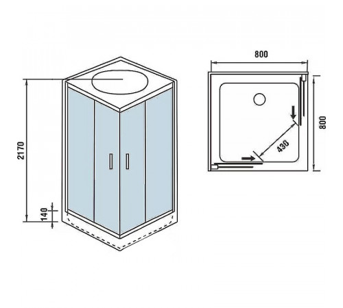 Душевая кабина WeltWasser WW500 Laine 804 80x80 10000003267 профиль Хром стекло прозрачное