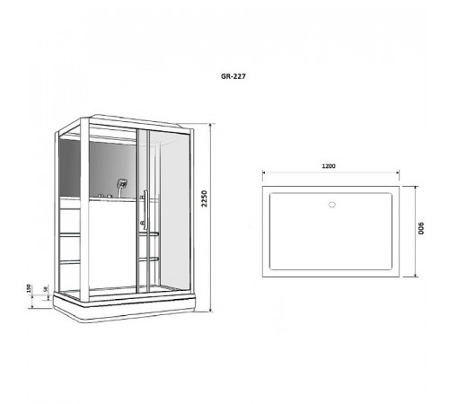 Душевая кабина Grossman 120x90 GR227L с гидромассажем