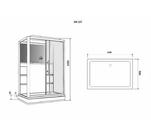 Душевая кабина Grossman 120x90 GR127R с гидромассажем