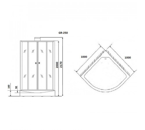 Душевая кабина Grossman GR250 100x100 Черная без гидромассажа