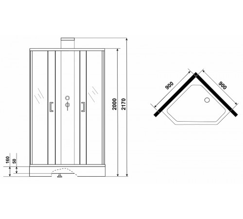 Душевая кабина Grossman Elegans 90x90 GR251D без гидромассажа