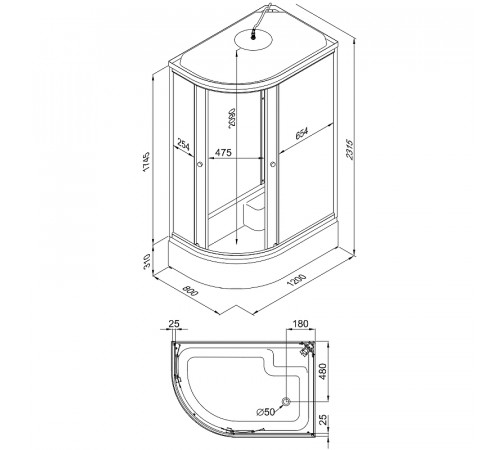 Душевая кабина Triton Коралл 120x80 В R Щ0000038533 без гидромассажа