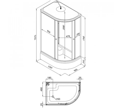 Душевая кабина Triton Коралл 120x80 В L Щ0000038532 без гидромассажа