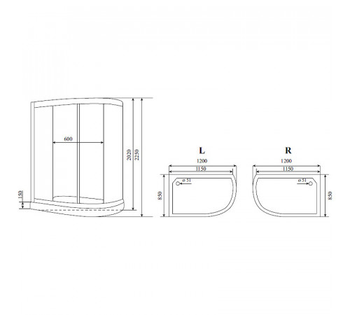 Душевая кабина Timo Standart 120x85 L T-6602 S L F без гидромассажа